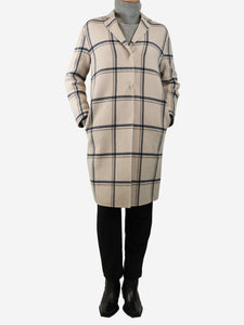 'S Max Mara Neutral check wool coat - UK 8