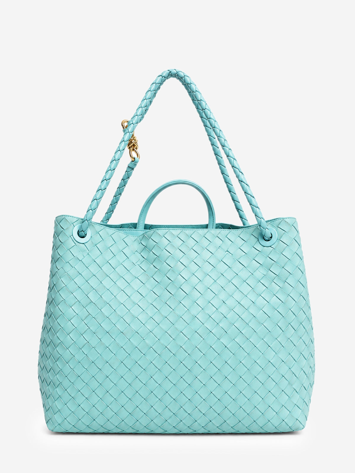 Light blue Intrecciato suede Large Andiamo bag Shoulder bags Bottega Veneta 
