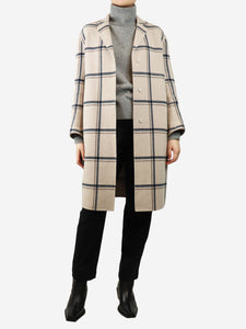 'S Max Mara Neutral check wool coat - UK 8