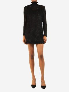 Black fluffy lurex long sleeve dress - size UK 8 Knitwear Carven 