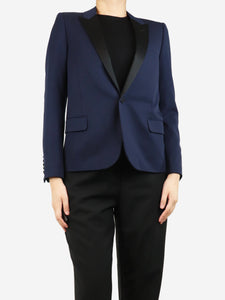 Saint Laurent Blue contrast-lapel tuxedo jacket - size UK 12