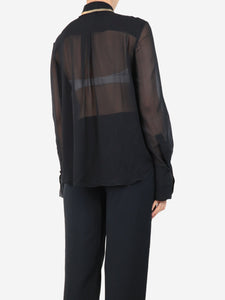 Chloe Black silk shirt with gold beaded detail - size UK 10