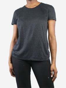 Loro Piana Black linen short-sleeved top - size IT 44