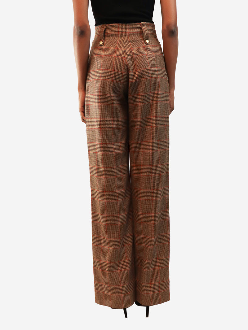 Brown houndstooth trousers - size UK 8