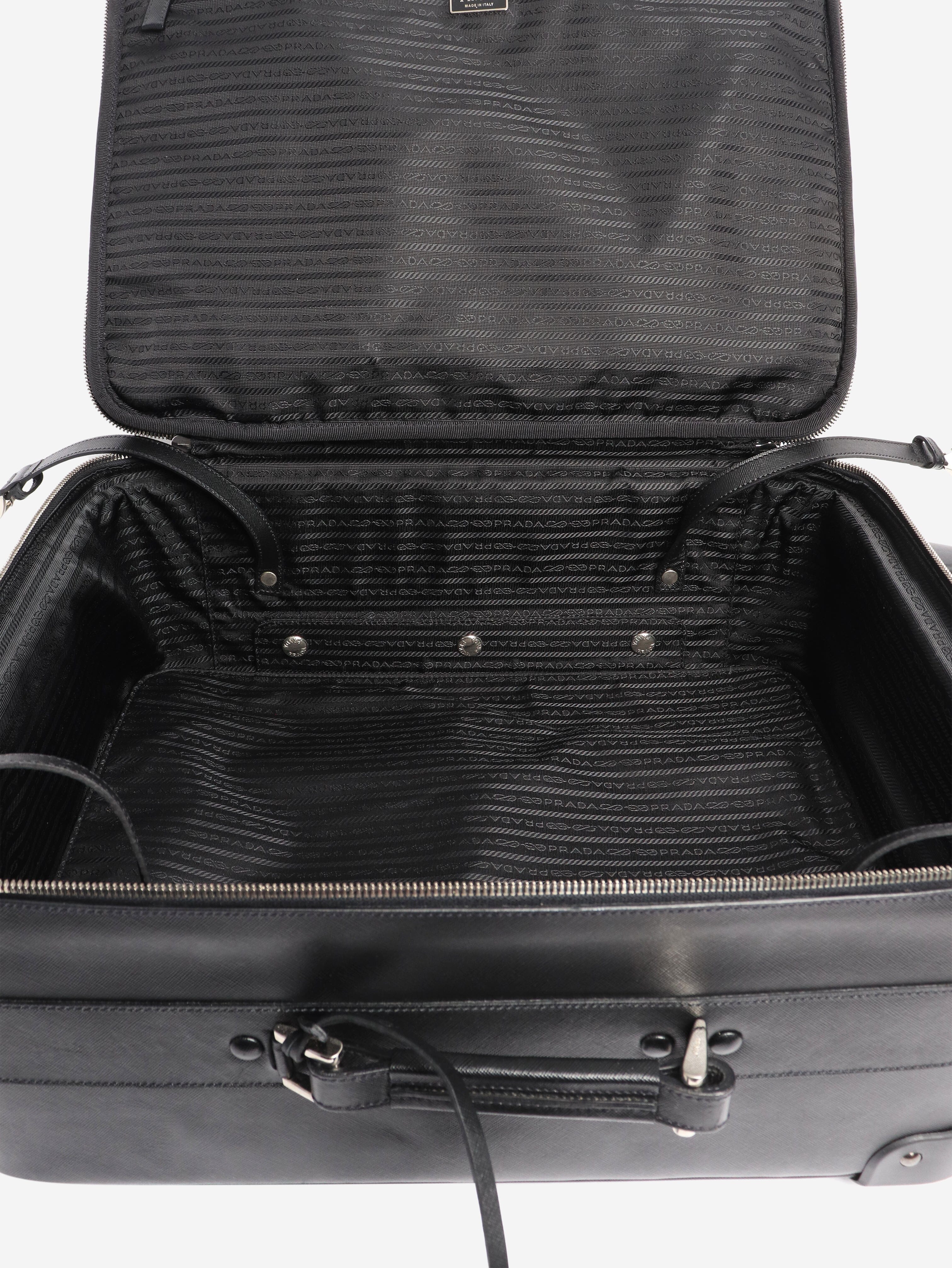 Black Saffiano leather trolley case Luggage & Travel Bags Prada 