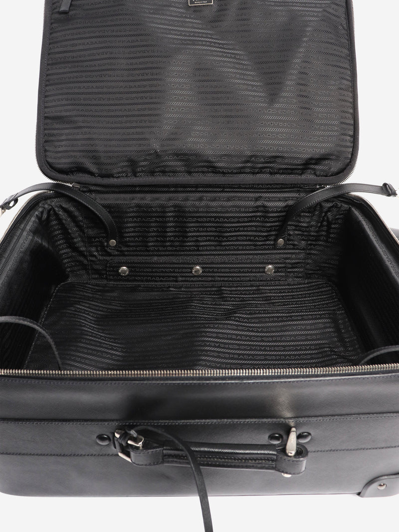 Black Saffiano leather trolley case Luggage & Travel Bags Prada 