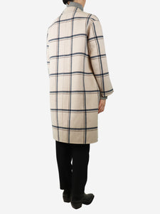 'S Max Mara Neutral check wool coat - UK 8