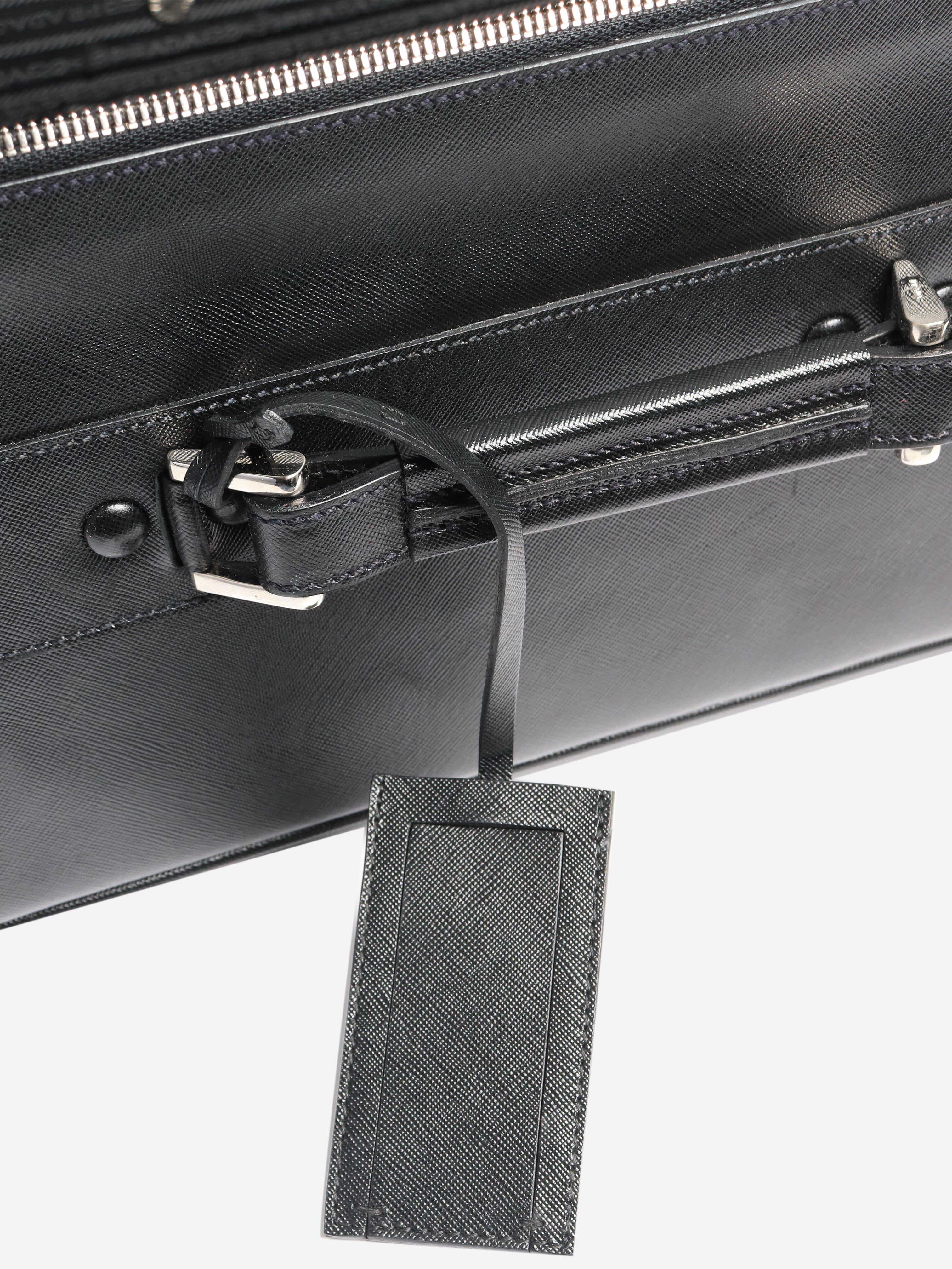 Black Saffiano leather trolley case Luggage & Travel Bags Prada 