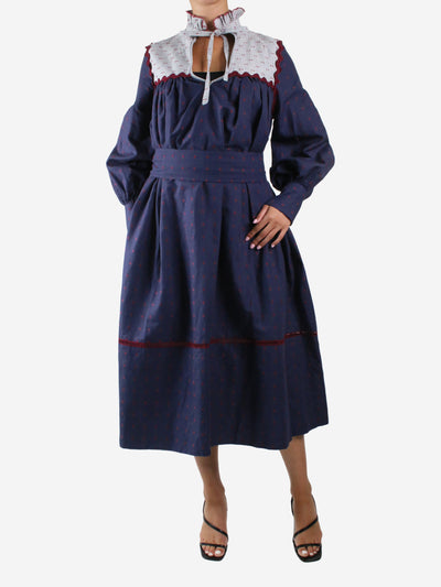 Blue fil coupé long sleeve dress - size XS Dresses Wiggy Kit 