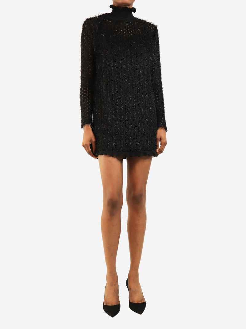 Black fluffy lurex long sleeve dress - size UK 8 Knitwear Carven 