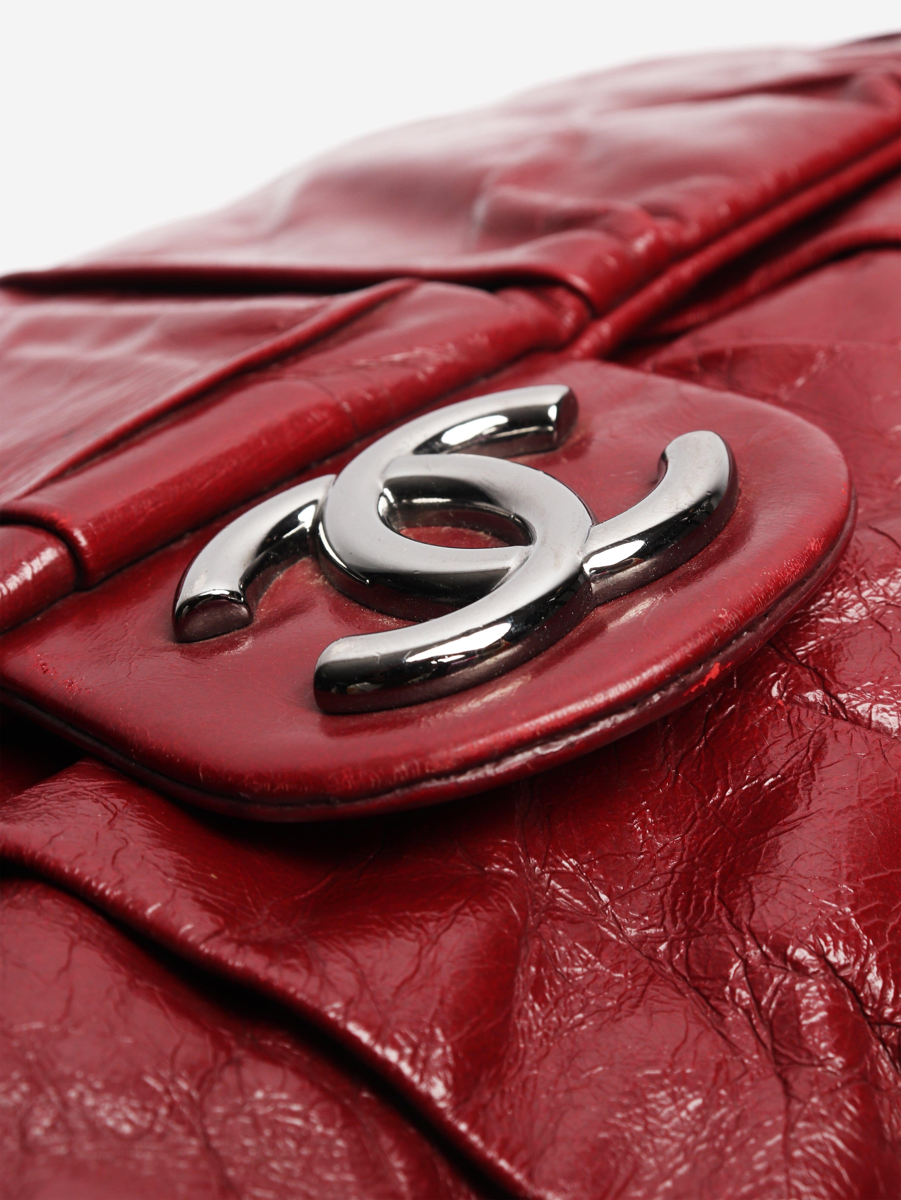 Burgundy 2009 gathered lambskin maxi flap bag Shoulder bags Chanel 