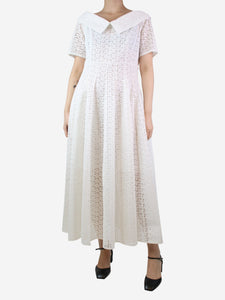 Philosophy White broderie anglaise maxi dress - size UK 12