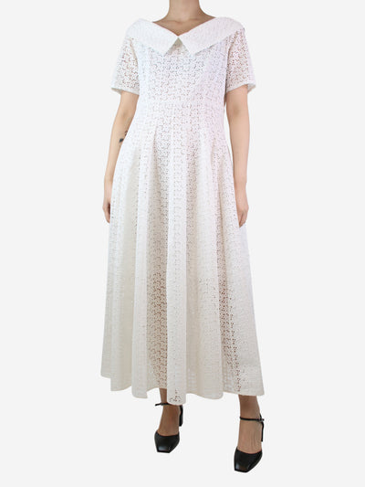 White broderie anglaise maxi dress - size UK 12 Dresses Philosophy 
