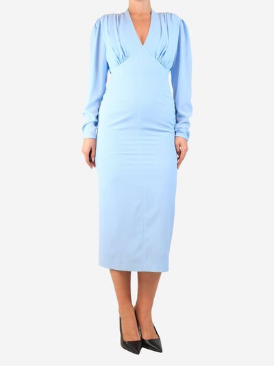 Blue long-sleeve midi dress - size UK 10 Dresses Emilia Wickstead 