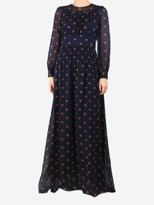 Vilshenko Navy floral maxi dress - size UK 8