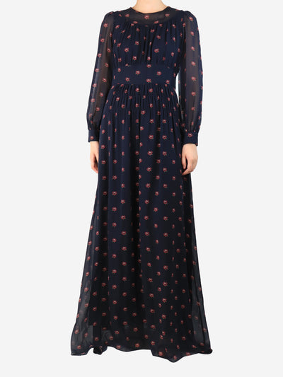 Navy floral maxi dress - size UK 8 Dresses Vilshenko 