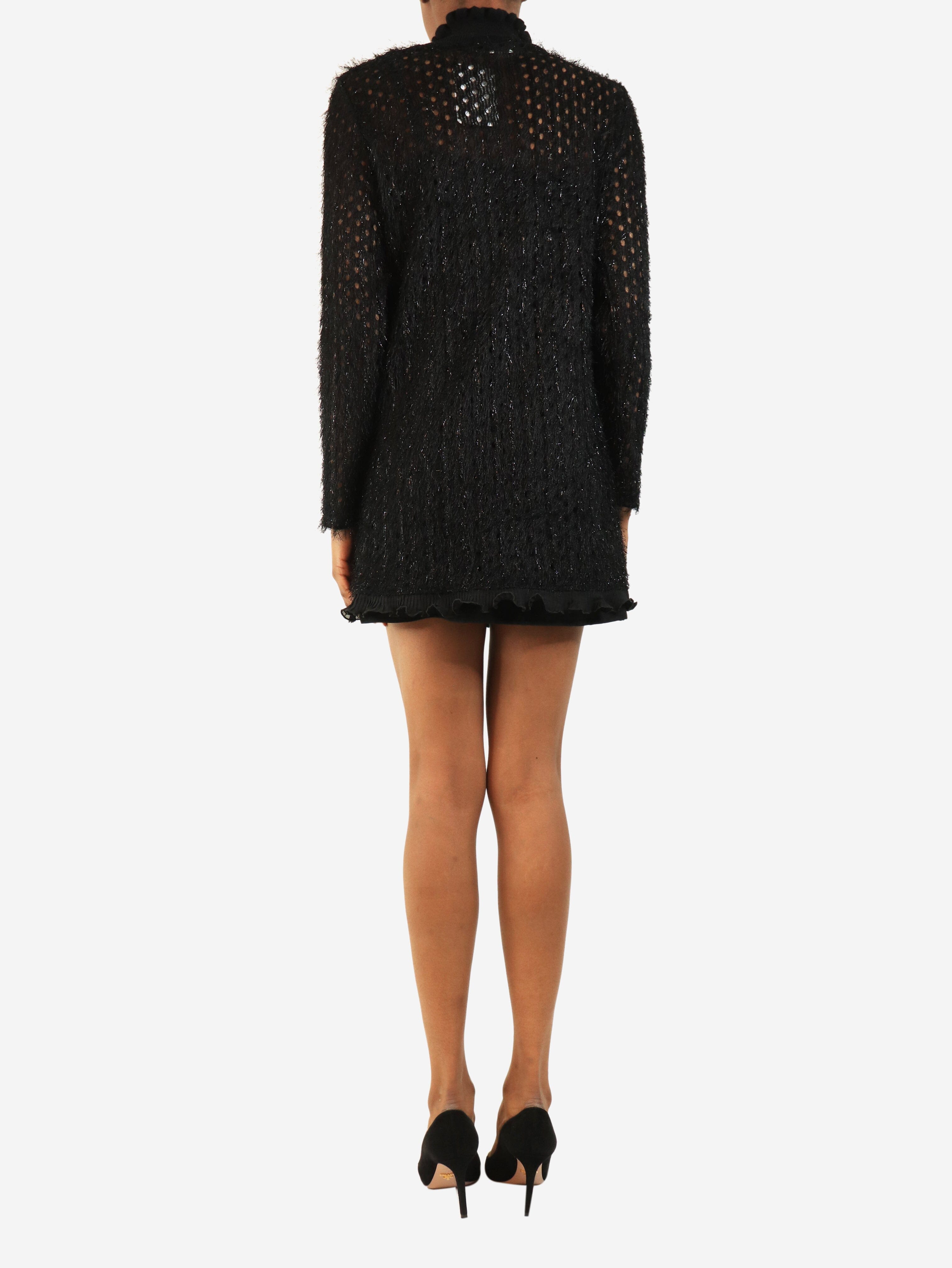 Black fluffy lurex long sleeve dress - size UK 8 Knitwear Carven 