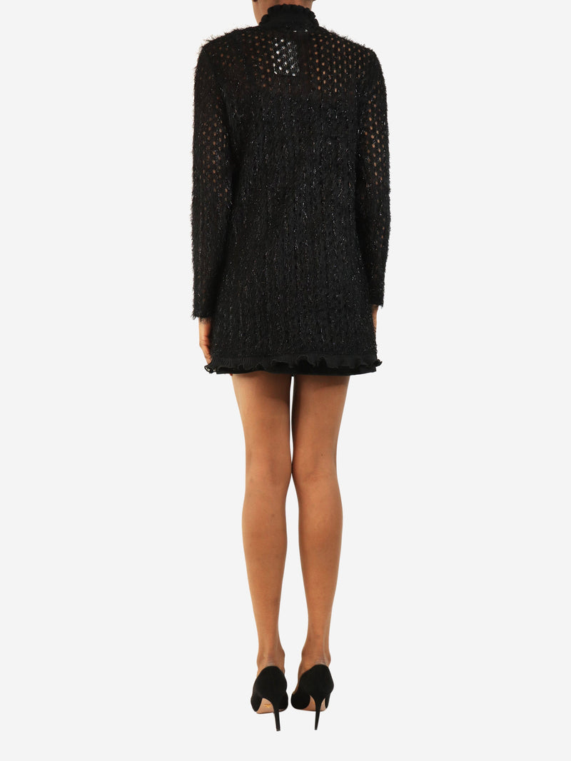 Black fluffy lurex long sleeve dress - size UK 8 Knitwear Carven 