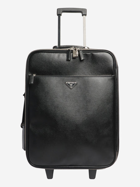 Black Saffiano leather trolley case alternate image