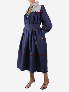 Wiggy Kit Blue fil coupé long sleeve dress - size XS