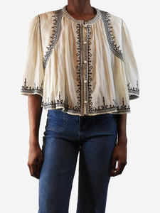 Isabel Marant Etoile Cream embroidered cotton blouse - size UK 6