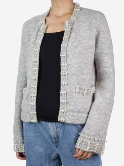 Grey pearl embellished wool-blend cardigan - Brand size 2 Tops Maje 