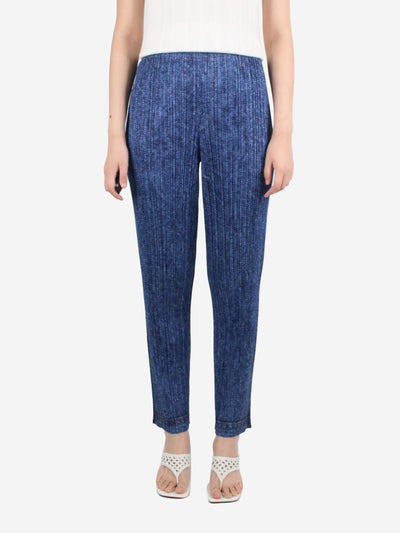Blue denim-look pleated trousers - size Brand size 5 Trousers Pleats Please