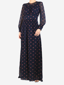 Vilshenko Navy floral maxi dress - size UK 8