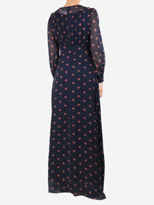 Vilshenko Navy floral maxi dress - size UK 8