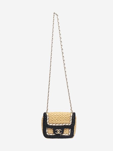 Beige raffia cross-body flap bag alternate image