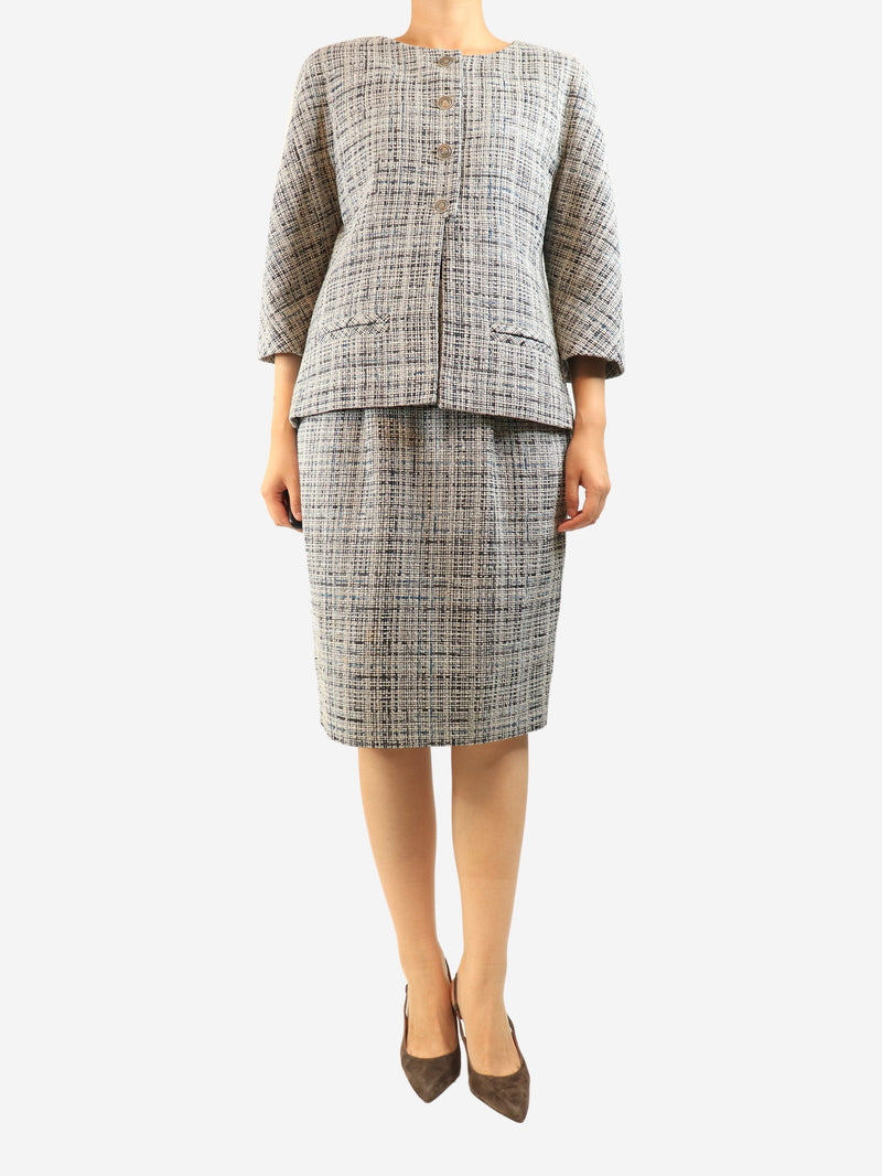 Grey tweed jacket and skirt set - size UK 14 Sets Chanel 