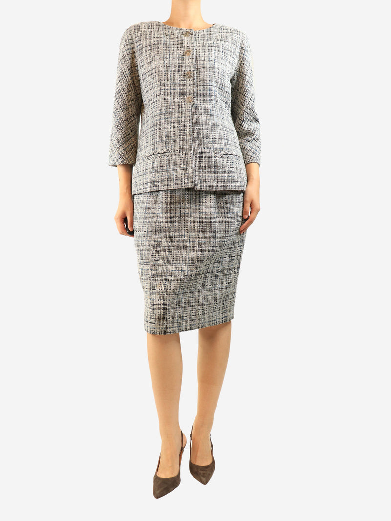 Grey tweed jacket and skirt set - size UK 14 Sets Chanel 