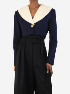Miu Miu Navy and white cropped blazer - size UK 6