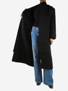 Sandro Black oversized wool coat - size UK 6