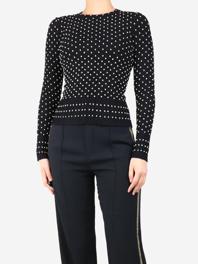 Black and gold ribbed long sleeve top - size UK 8 Knitwear Alaia 
