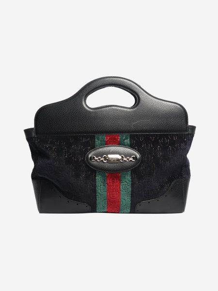 Navy velvet Horsebit tote bag product image