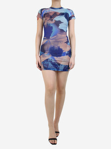 With Jean Blue sheer printed dress - size S
