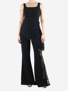 Elie Saab Black lace-detail top and flare trousers set - size UK 16