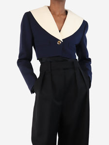 Miu Miu Navy and white cropped blazer - size UK 6