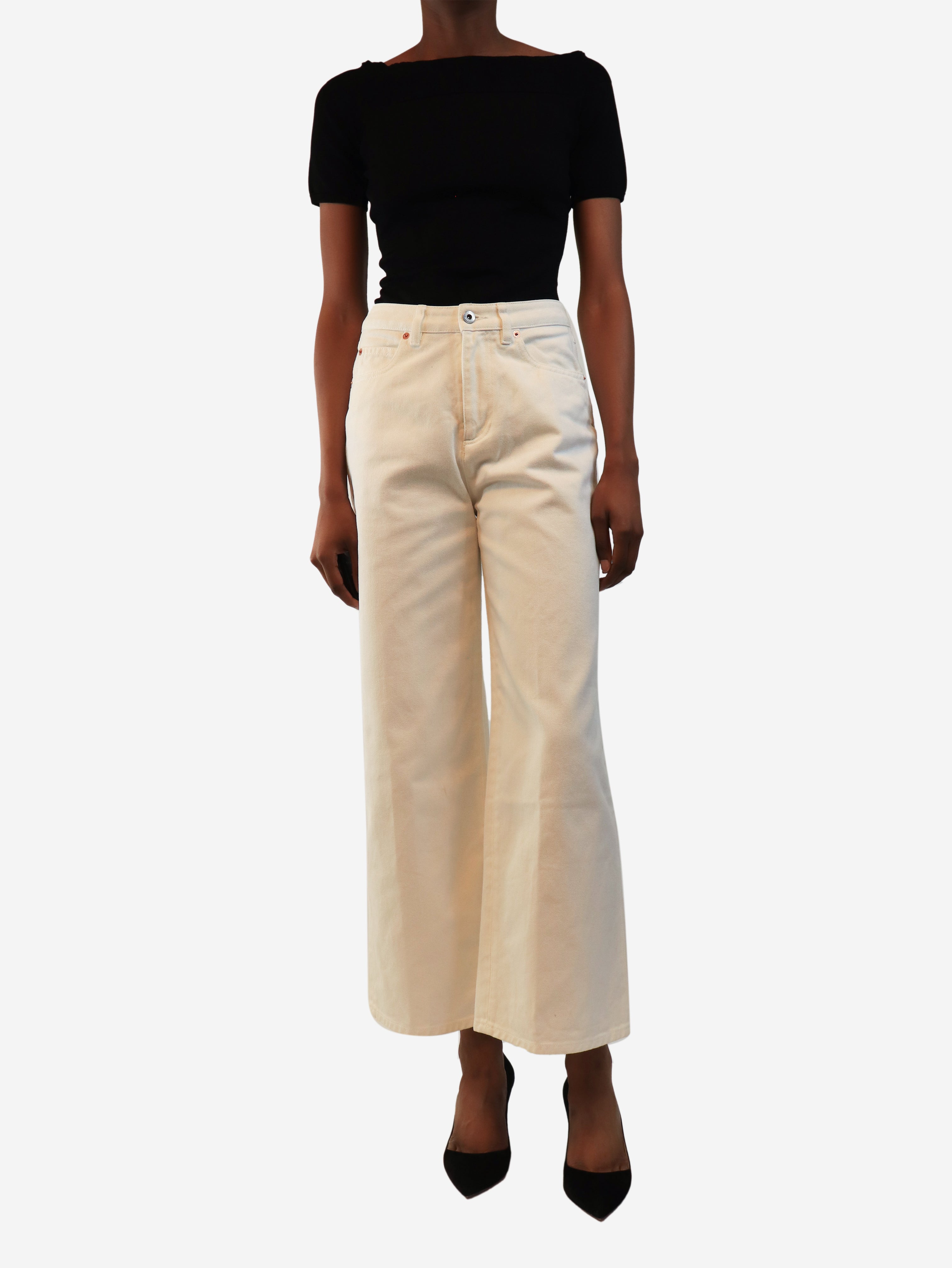 White wide leg jeans - size UK 8