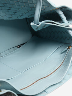 Light blue Intrecciato suede Large Andiamo bag Shoulder bags Bottega Veneta 