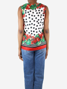 Dolce & Gabbana Multicolour sleeveless floral and polka dot top - size UK 4