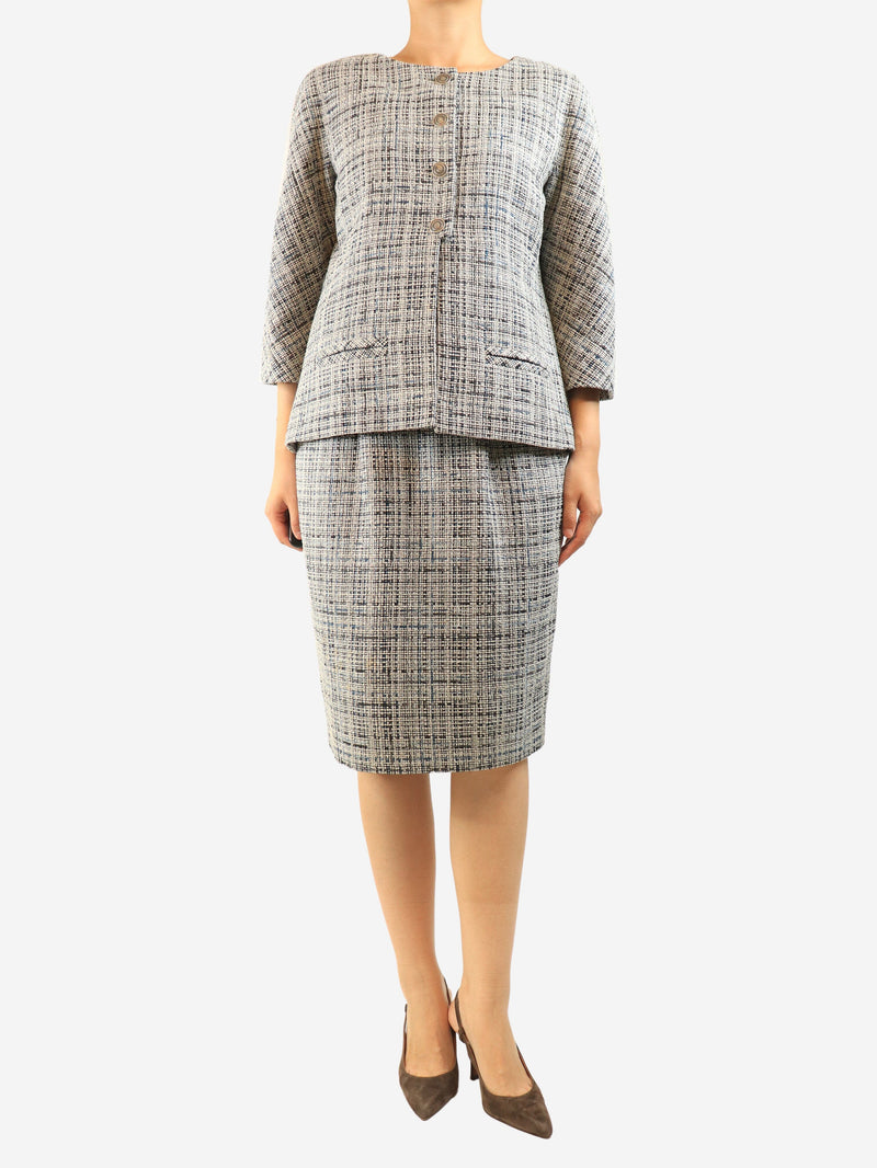 Grey tweed jacket and skirt set - size UK 14 Sets Chanel 