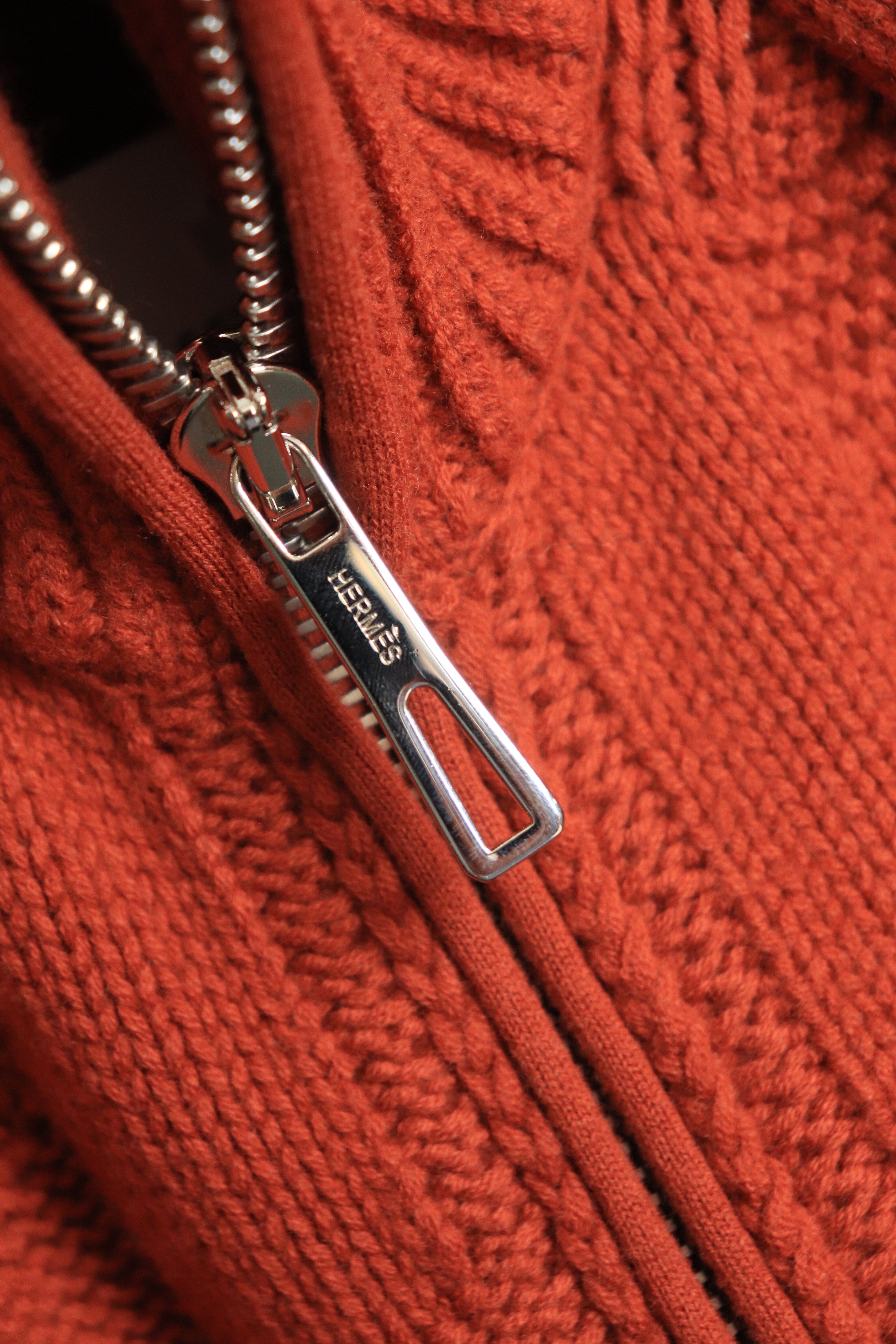 Orange wool zip-up cardigan - size UK 10 Knitwear Hermes 