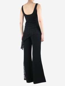 Elie Saab Black lace-detail top and flare trousers set - size UK 16