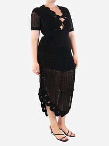 Alice McCall Black crochet maxi dress - size UK 12