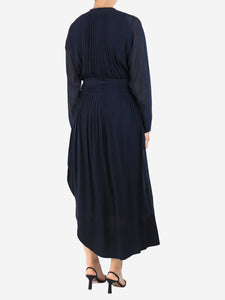 Chloe Anthracite blue pleated chiffon maxi dress - size UK 8