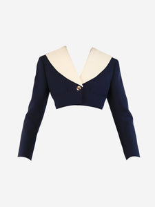Miu Miu Navy and white cropped blazer - size UK 6