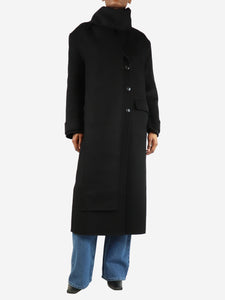 Sandro Black oversized wool coat - size UK 6