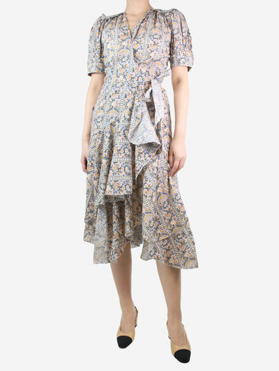 Multicoloured floral wrap dress - size UK 10 Dresses Anna Mason 